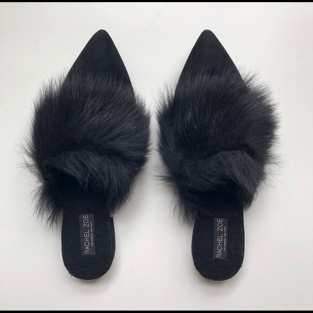 Rachel Zoe Brystol Suede and Shearling Slides